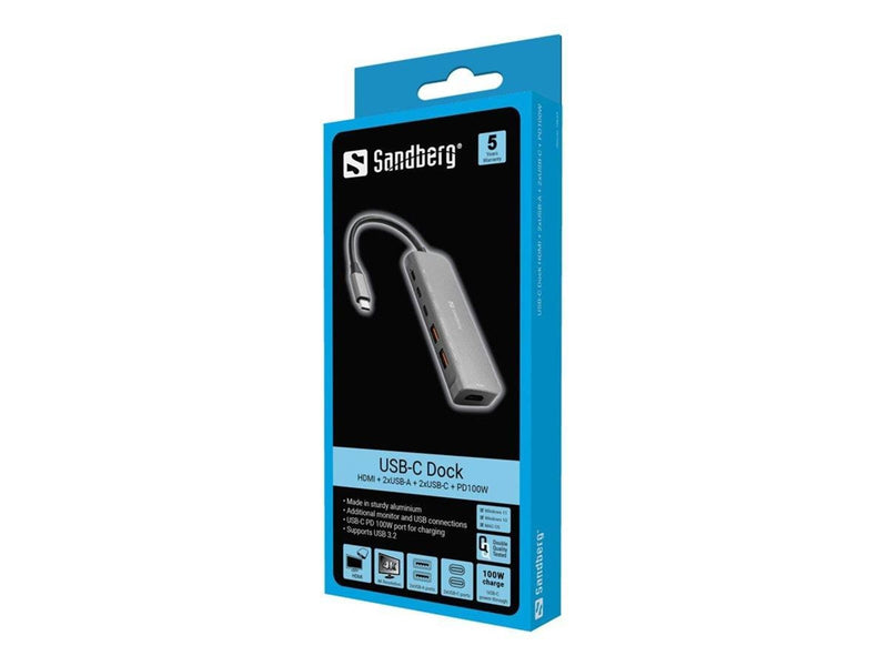 Sandberg USB-C Dock HDMI + 2xUSB-A + 2xUSB-C + PD100W