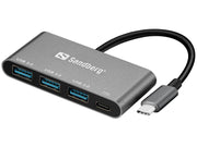 Sandberg USB-C zu 3 x USB 3.0 Konverter USB-Hubs - USB 3.0 - 4 - Schwarz