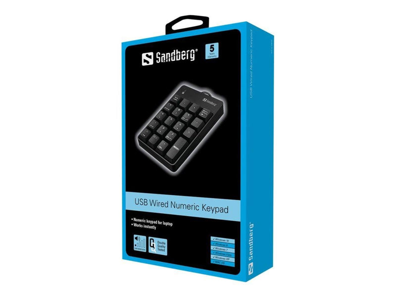 Sandberg USB Wired Numeric Keypad - Numpad - Schwarz
