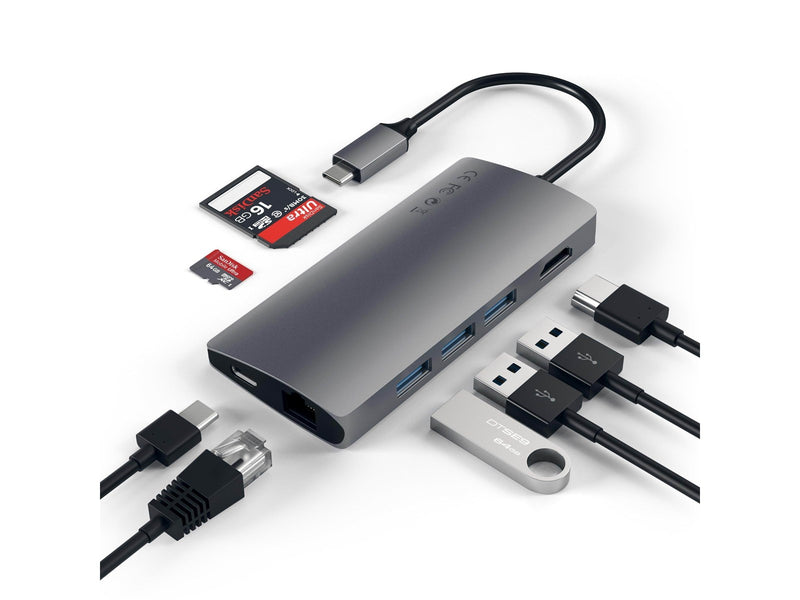 Satechi Aluminum Multi-Port Adapter V2 - USB-C - 3-Port USB-A - 1× HDMI - 1GbE