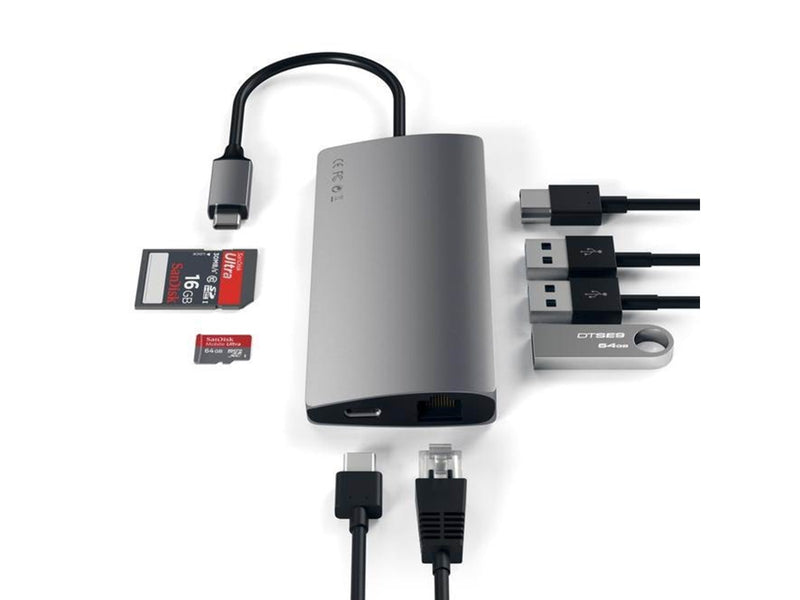 Satechi Aluminum Multi-Port Adapter V2 - USB-C - 3-Port USB-A - 1× HDMI - 1GbE