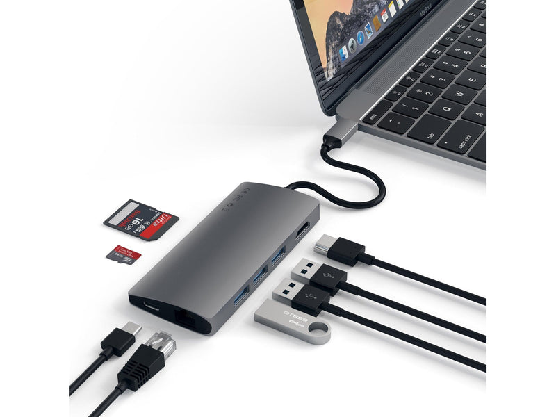 Satechi Aluminum Multi-Port Adapter V2 - USB-C - 3-Port USB-A - 1× HDMI - 1GbE
