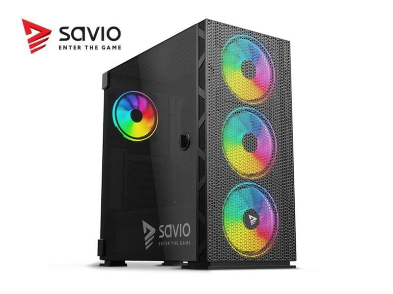 Savio Raptor X1 ARGB Mesh / Glass - MDT - ATX - Gehäuse - Tower - Schwarz
