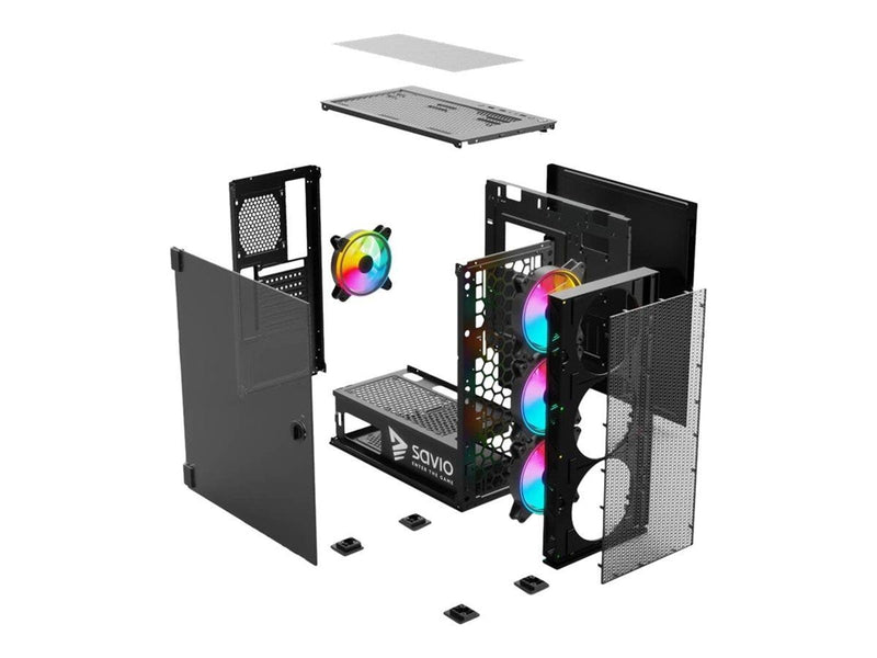 Savio Raptor X1 ARGB Mesh / Glass - MDT - ATX - Gehäuse - Tower - Schwarz
