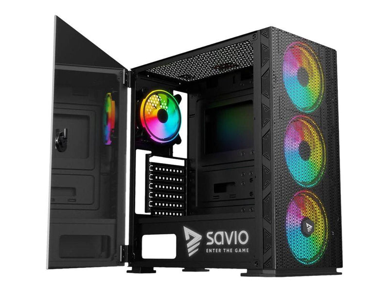 Savio Raptor X1 ARGB Mesh / Glass - MDT - ATX - Gehäuse - Tower - Schwarz