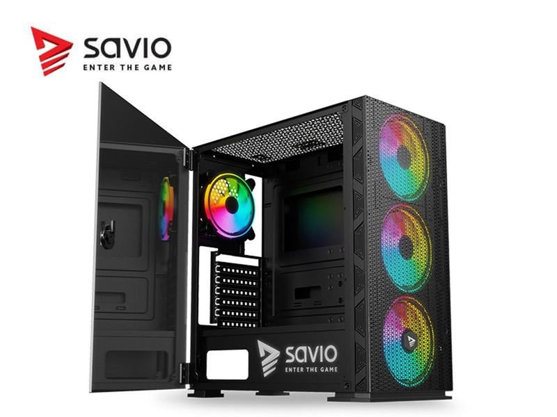 Savio Raptor X1 ARGB Mesh / Glass - MDT - ATX - Gehäuse - Tower - Schwarz
