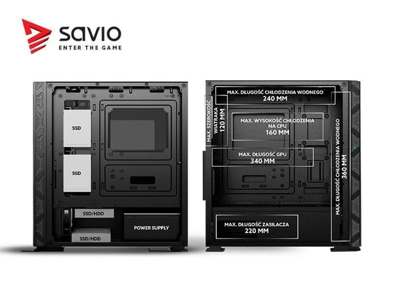 Savio Raptor X1 ARGB Mesh / Glass - MDT - ATX - Gehäuse - Tower - Schwarz