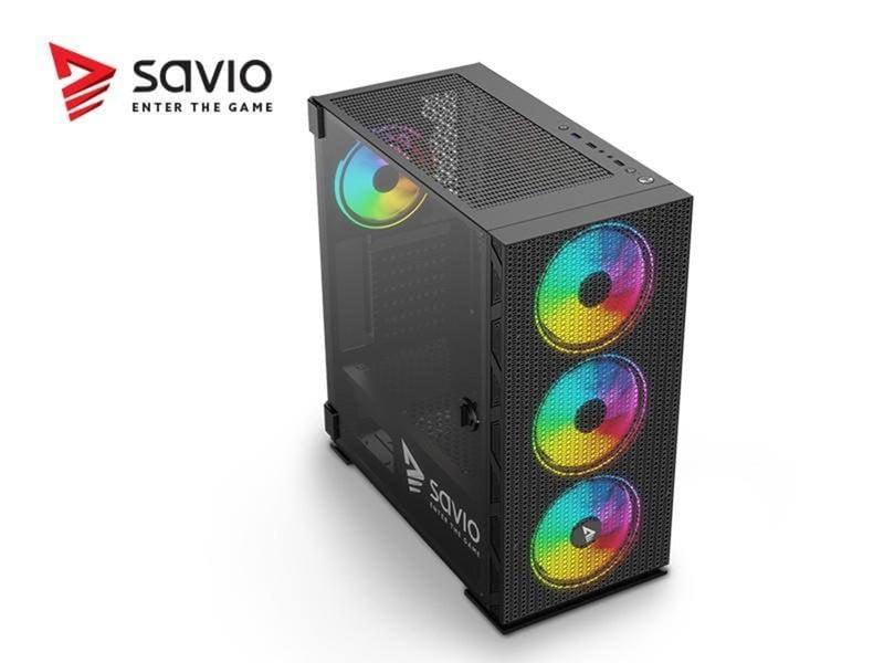 Savio Raptor X1 ARGB Mesh / Glass - MDT - ATX - Gehäuse - Tower - Schwarz