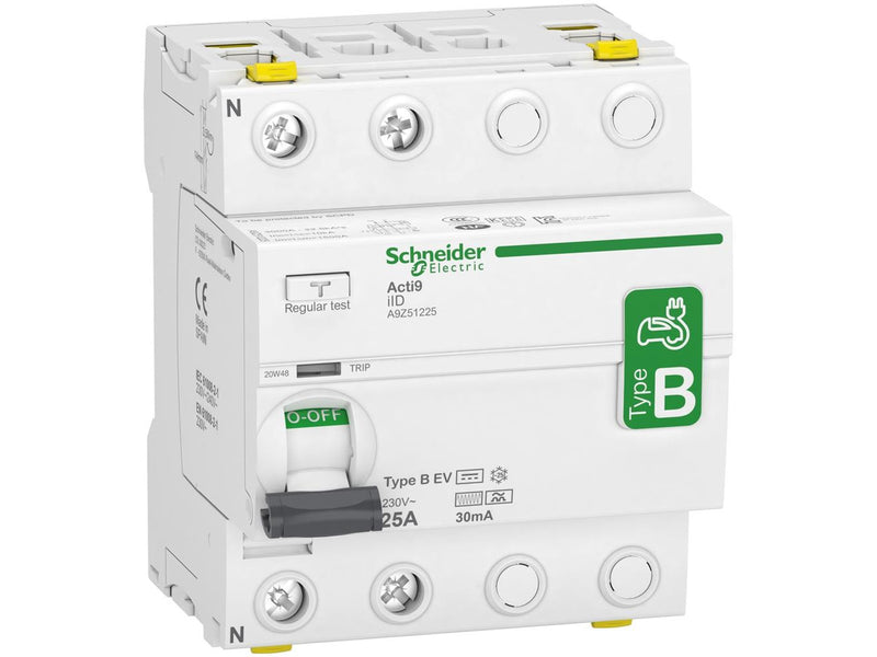 Schneider Electric Rccb earth leakage protection 2p 25a 30ma b-class speciel design for ev-electrical vehicle charger ac/dc
