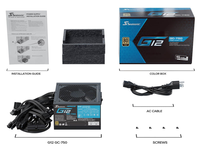 Seasonic G12 GC-750 Netzteile - 750 Watt - 120 mm - ATX 2.3 - 80 Plus Gold zertifiziert