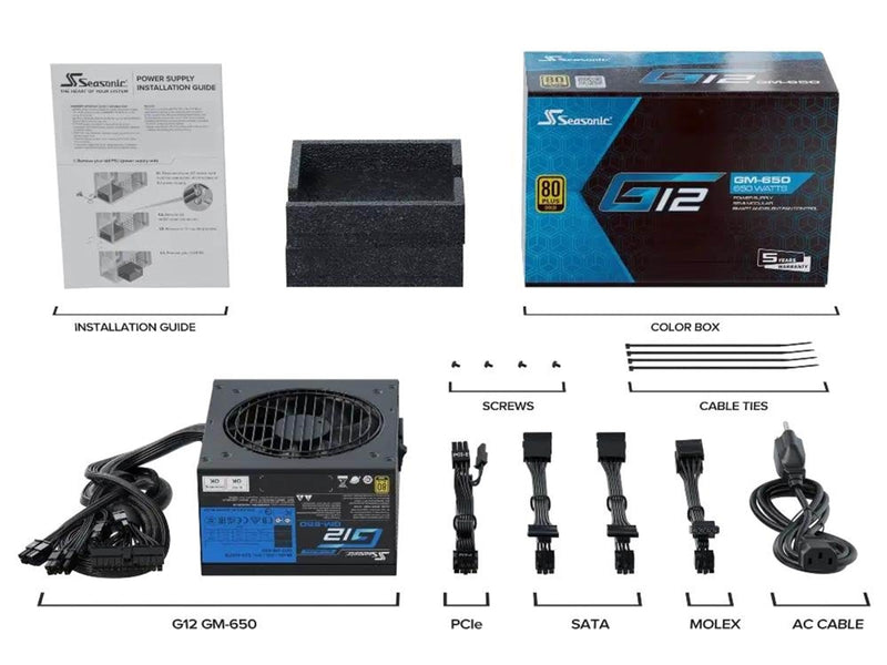Seasonic G12 GM-650 Netzteile - 650 Watt - 120 mm - ATX - 80 Plus Gold zertifiziert
