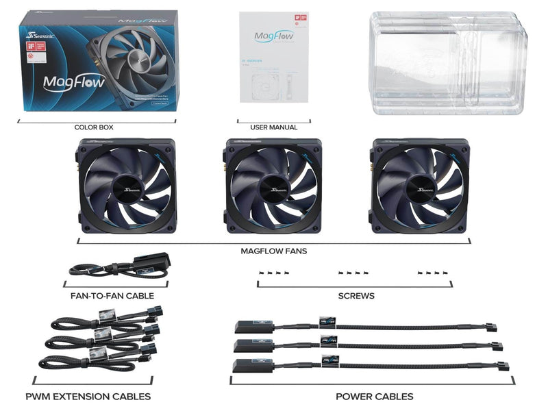 Seasonic MagFlow 3-Fan Kit - 120mm - Schwarz