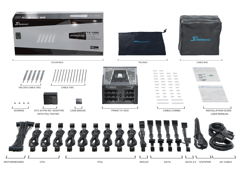 Seasonic Prime TX 1600 Netzteile - 1600 Watt - 135 mm - ATX 3.1 - 80 Plus Titanium (bis zu 90% effektiv)