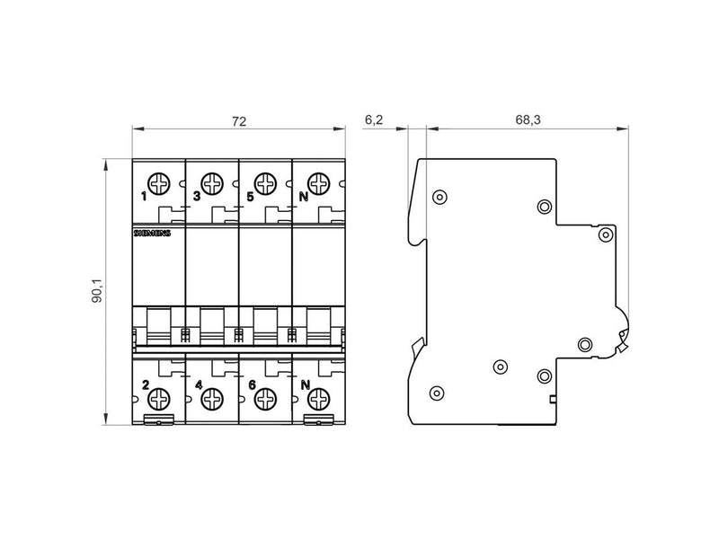 Siemens Circuit breaker 6ka 3+n-p c13 5sl6613-7