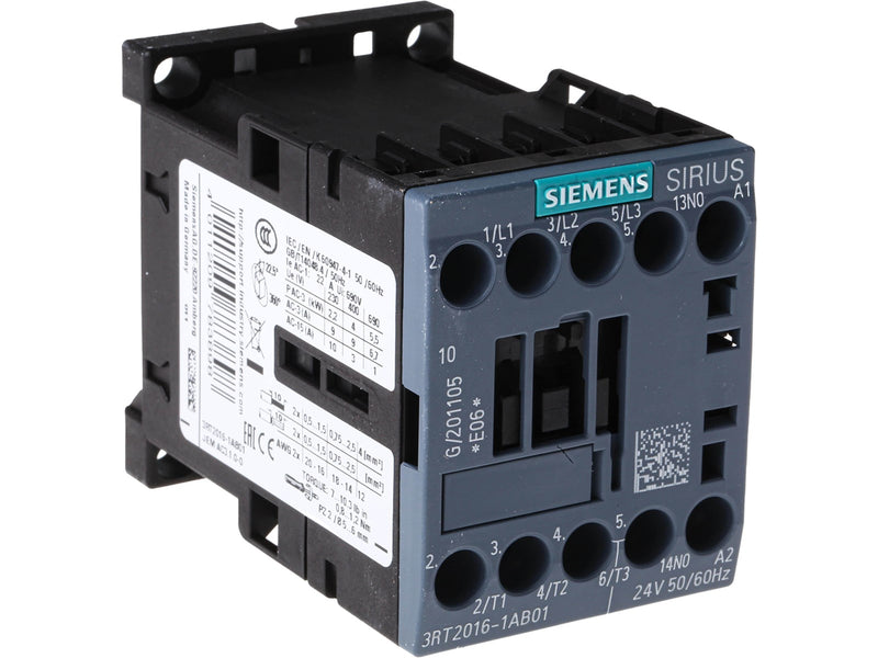 Siemens Contactor.ac3:4kw 1no ac24v 50/60hz 3rt2016-1ab01
