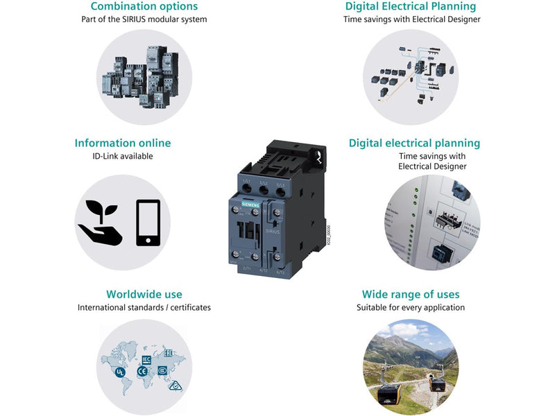 Siemens Contactor.ac3:4kw 1no+1nc dc24v 3rt2023-1bb40
