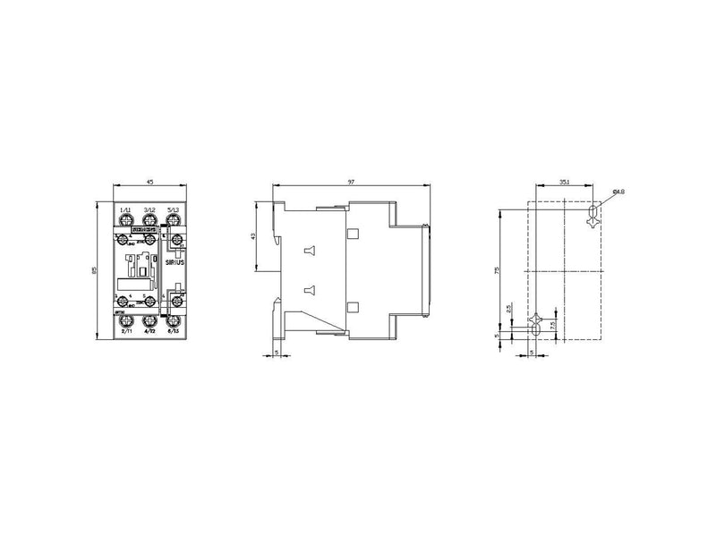 Siemens Contactor.ac3:5.5kw 1no+1nc ac230v 50hz 3rt2024-1ap00