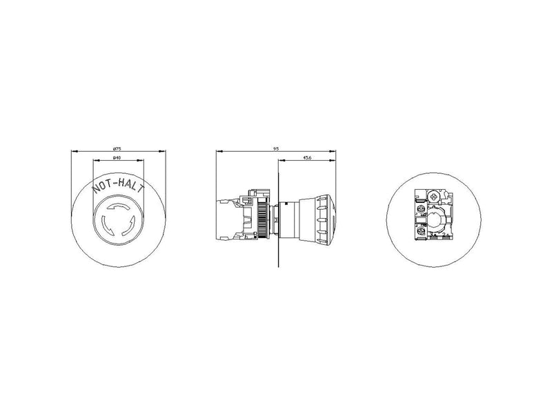 Siemens Em stop mushroom pushbutton 40mm red