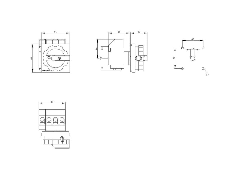 Siemens Em.stop switch 32a/690v 400v/11.5kw 3ld2203-1tl53