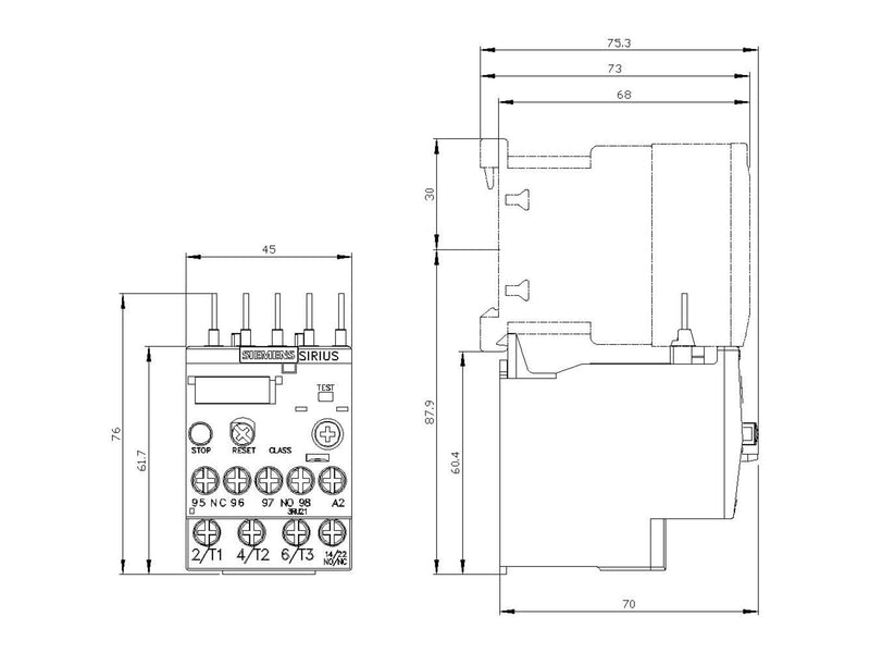 Siemens Therm. overload relay 7.0 - 10 a 3ru2116-1jb0