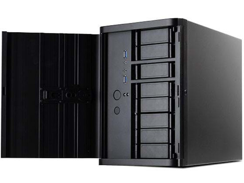 SilverStone DS380 Supports 12 total drives with 8 hot-swappable 3.5” or 2.5” SAS/SATA and 4 fixed 2.5” drives
