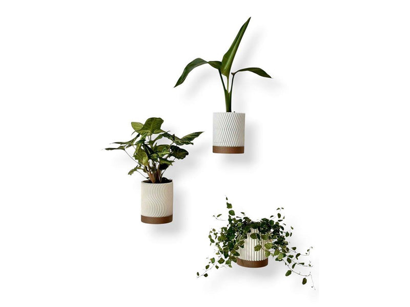Simiu Flower Pot Hiders For Wall - White/Mocha - 3 pcs - 8cm high