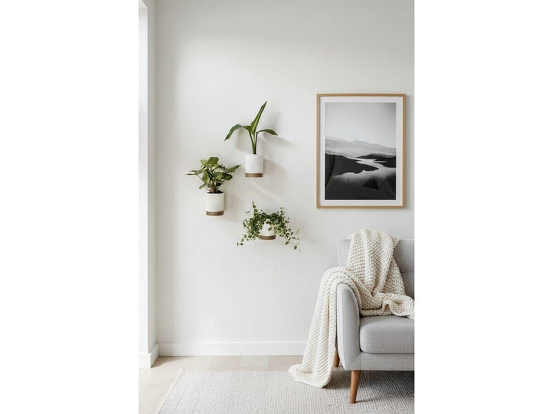 Simiu Flower Pot Hiders For Wall - White/Mocha - 3 pcs - 8cm high
