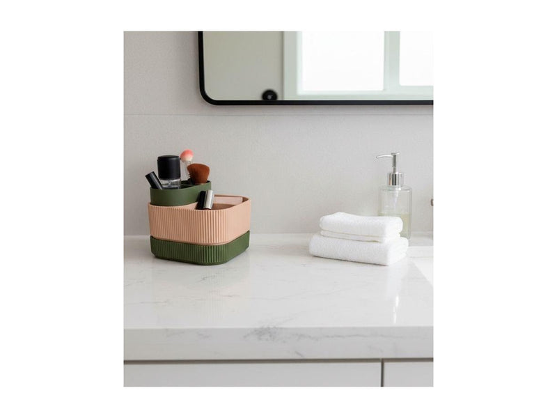 Simiu STACKSEY CUBE - Makeup Stand - Olive/Beige - 13 x 16cm