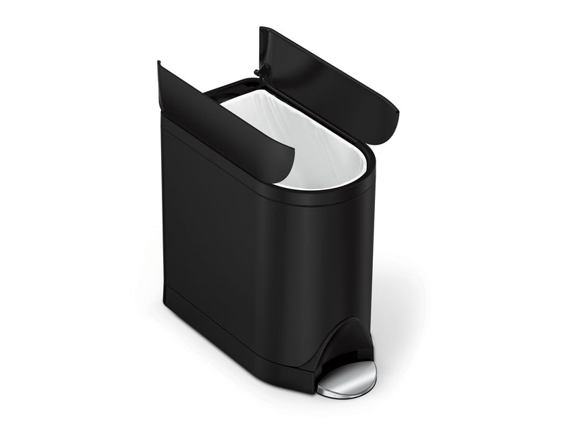 Simplehuman 10L Schmetterlings-Tretmülleimer, schwarz