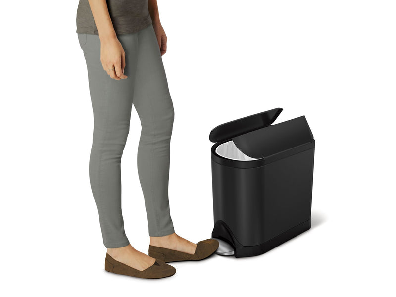 Simplehuman 10L Schmetterlings-Tretmülleimer, schwarz