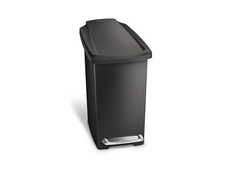 Simplehuman 10L schlanker Treteimer, schwarzer Kunststoff