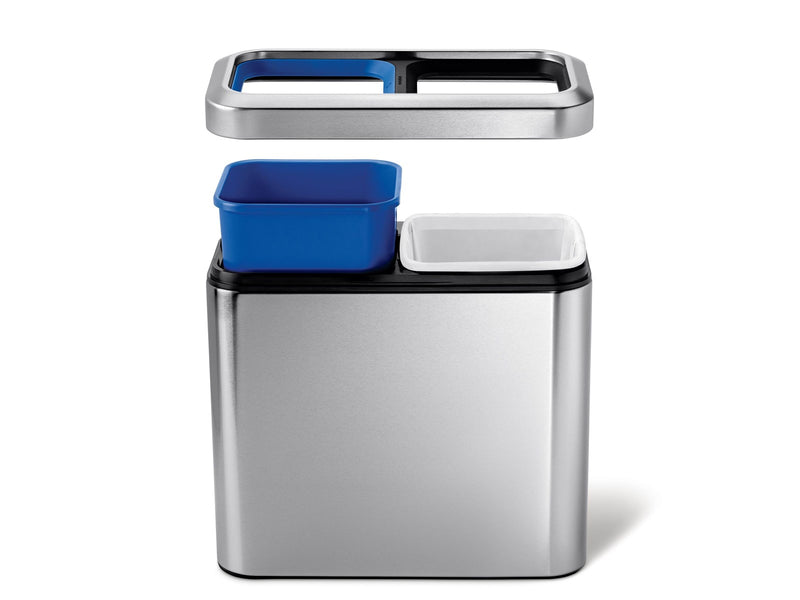 Simplehuman 20L (10/10), schlanker offener Recycler, gebürsteter Edelstahl