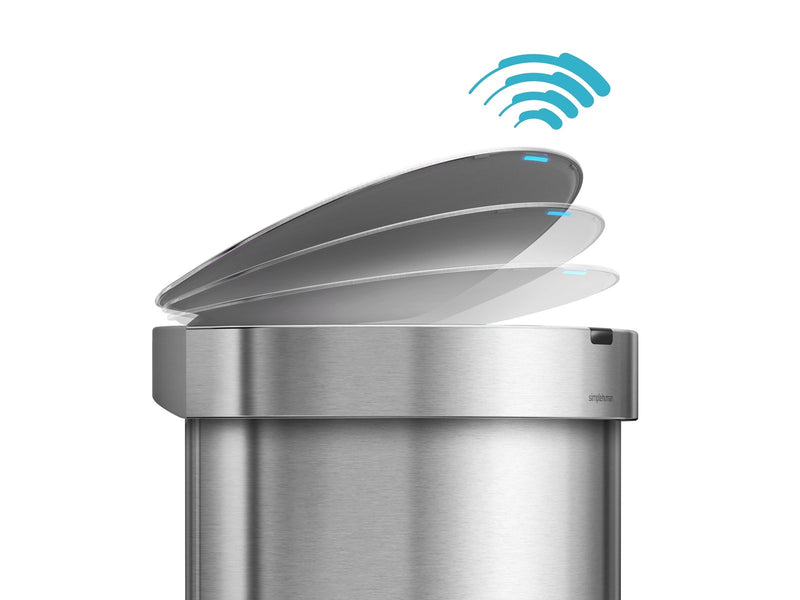 Simplehuman 45L halb-runder Sensormülleimer, gebürstet