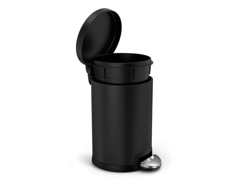 Simplehuman 4,5L runder Pedaleimer, schwarzer Stahl