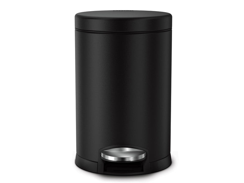 Simplehuman 4,5L runder Pedaleimer, schwarzer Stahl