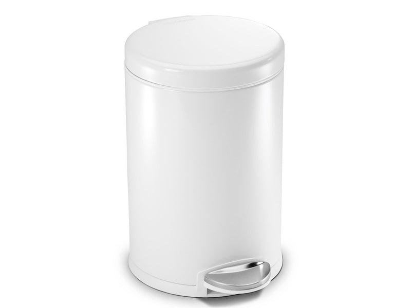 Simplehuman 4,5L runder Pedaleimer, weißer Stahl