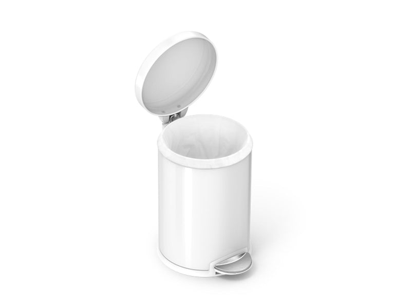 Simplehuman 4,5L runder Pedaleimer, weißer Stahl