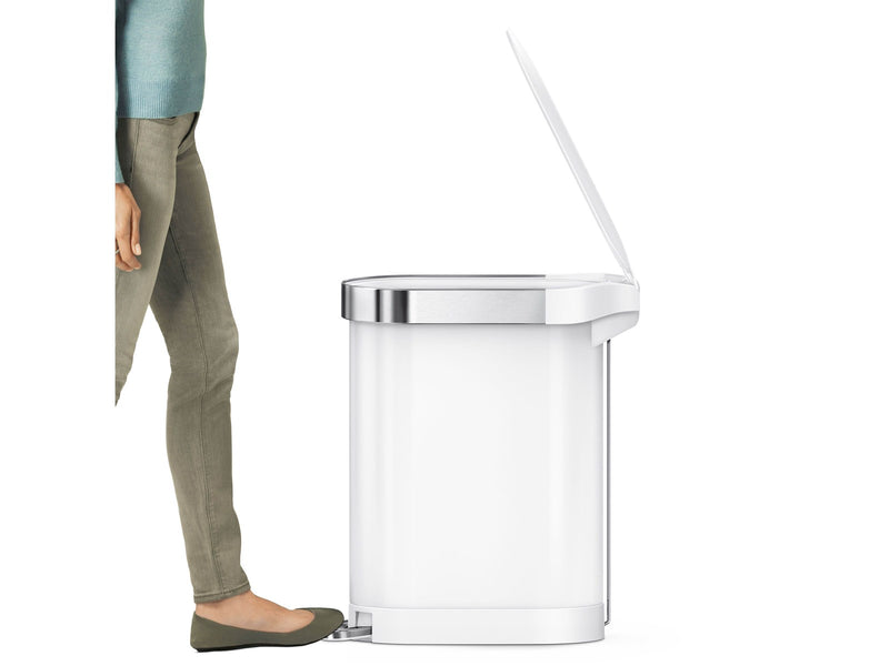 Simplehuman 45L schlanker Pedalbehälter, weiß