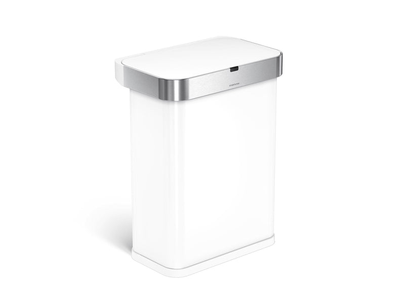 Simplehuman 58L rechteckiger Sensor-Mülleimer mit Sprachsteuerung, weiß
