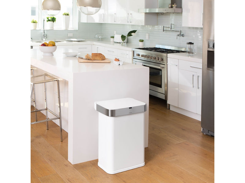 Simplehuman 58L rechteckiger Sensor-Mülleimer mit Sprachsteuerung, weiß