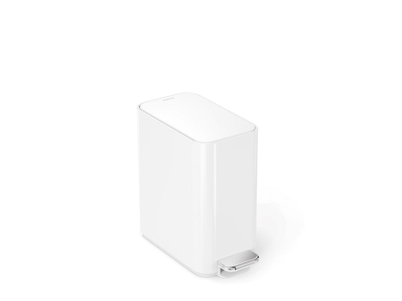 Simplehuman 5L schlanker Pedaleimer, weißer Edelstahl