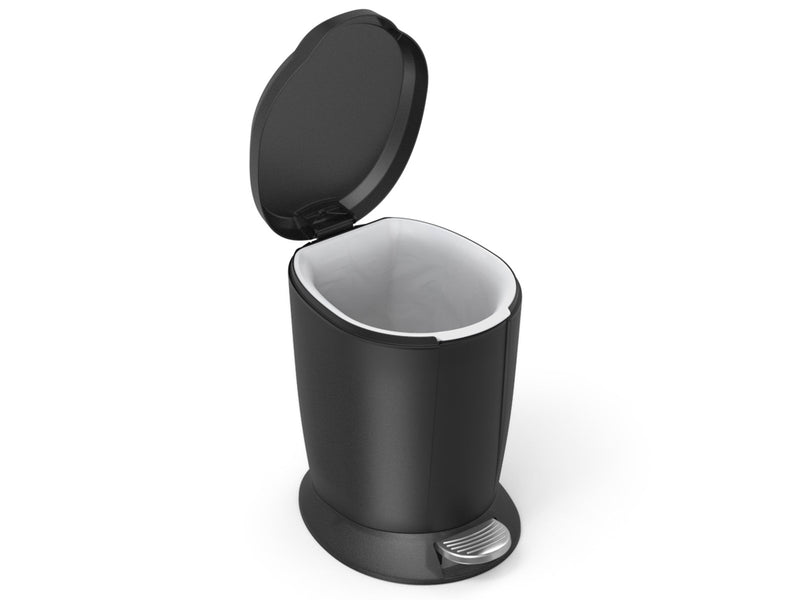 Simplehuman 6L runder Pedal-Mülleimer, schwarzer Kunststoff