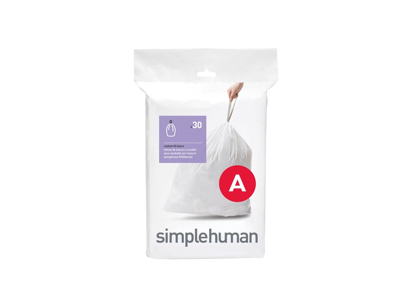 Simplehuman Code A maßgeschneiderte Müllbeutel, Packung mit 30, weiß
