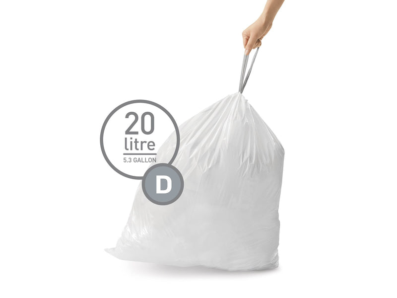 Simplehuman Code D maßgeschneiderte Müllbeutel, Packung mit 20, weiß