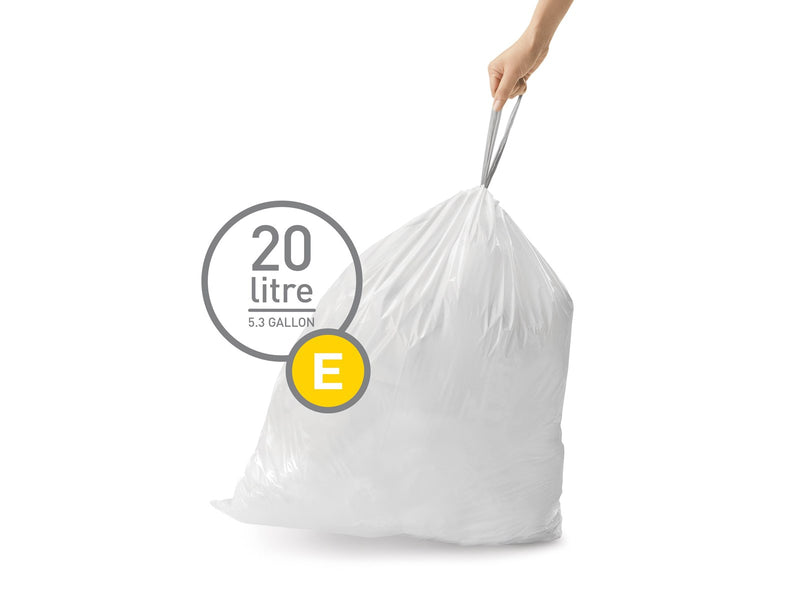 Simplehuman Code E maßgeschneiderte Müllbeutel, Packung mit 20, weiß