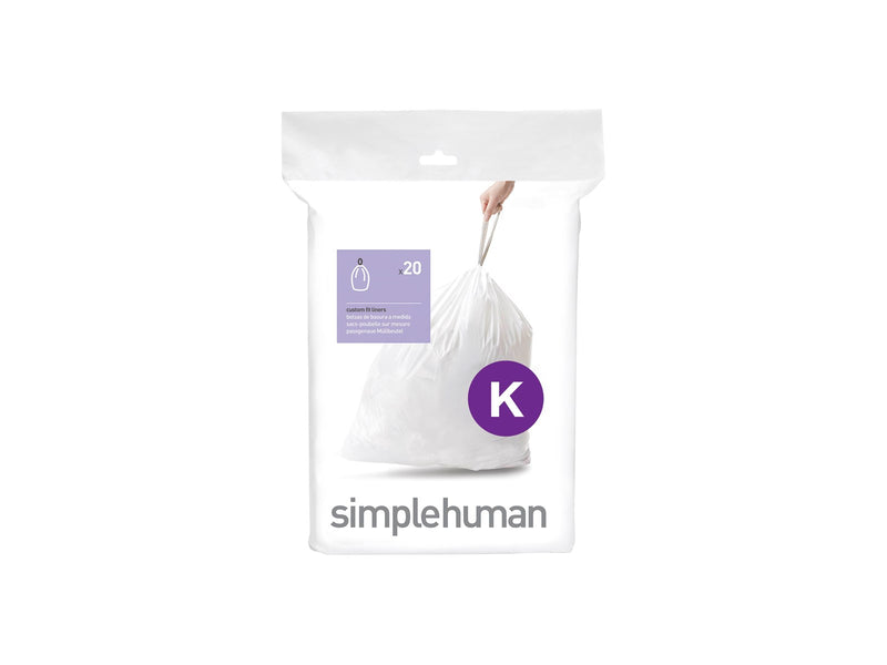 Simplehuman Code K maßgeschneiderte Müllbeutel, Packung mit 20, weiß