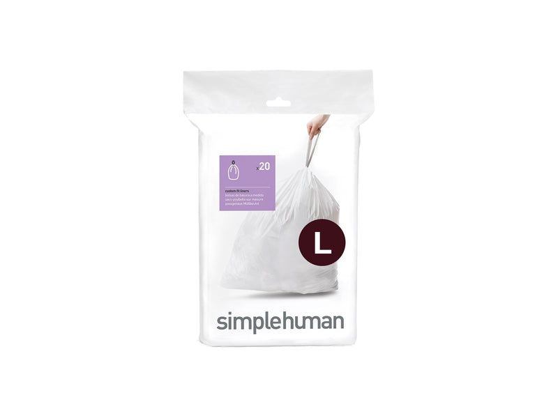 Simplehuman Code L maßgeschneiderte Müllbeutel, Packung mit 20, weiß