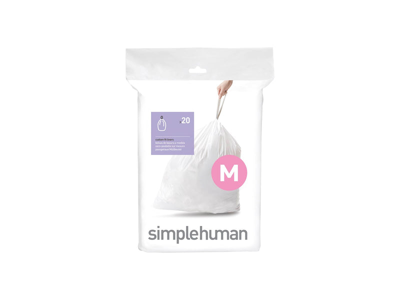 Simplehuman Code M maßgeschneiderte Müllbeutel, Packung mit 20, weiß