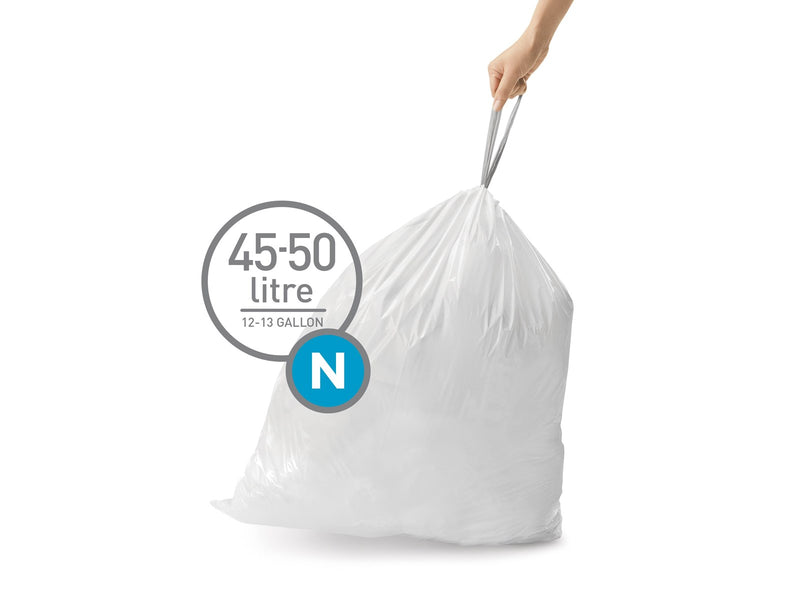 Simplehuman Code N maßgeschneiderte Müllbeutel, Packung mit 20, weiß