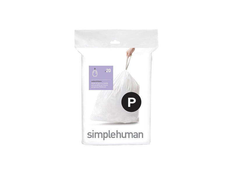 Simplehuman Code P maßgeschneiderte Müllbeutel, Packung mit 20, weiß